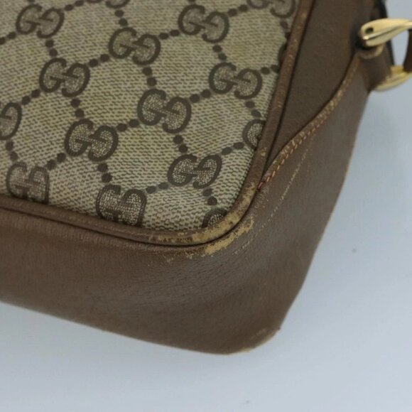 GUCCI GG Supreme Web Sherry Line Shoulder Bag PVC Beige Red Green Auth 111654 - Picture 4 of 16